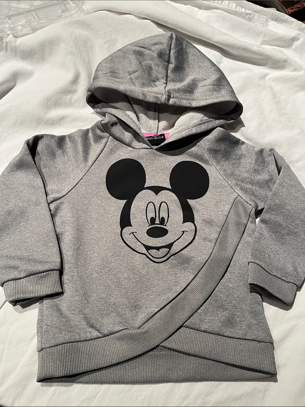 2T  Grey Hooded Sweatshirt with Black Mickey Face